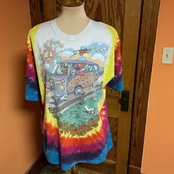 Vintage Y2K Grateful Dead Tie Dye Tour Bus Graphic T-Shirt - Picture 5 of 9